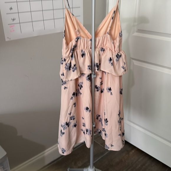 KARLIE Floral Peach V-neck Cami Ruffle Dress Small - Picture 2 of 6